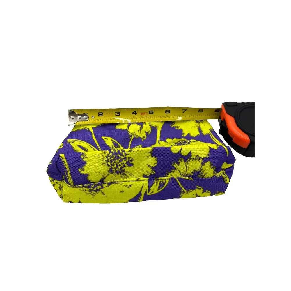 Clinique Floral Cosmetic‎ Makeup Travel Bag Yellow Purple 9x6x3-Set of 15